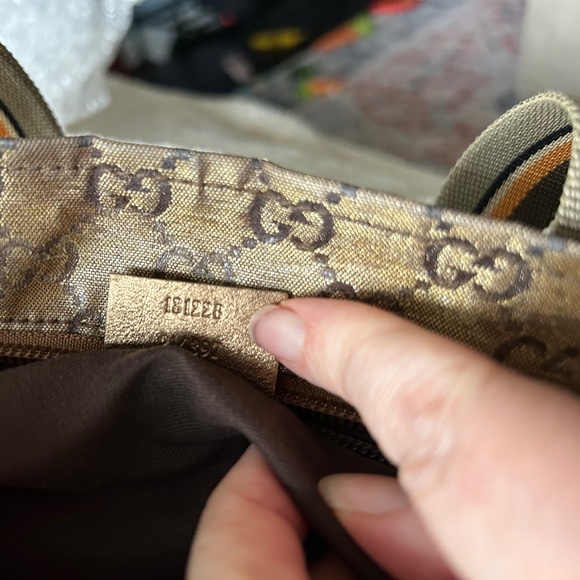 Vintage GUCCI GG Crystal Shoulder Tote PVC Leather Gold - Picture 7 of 9